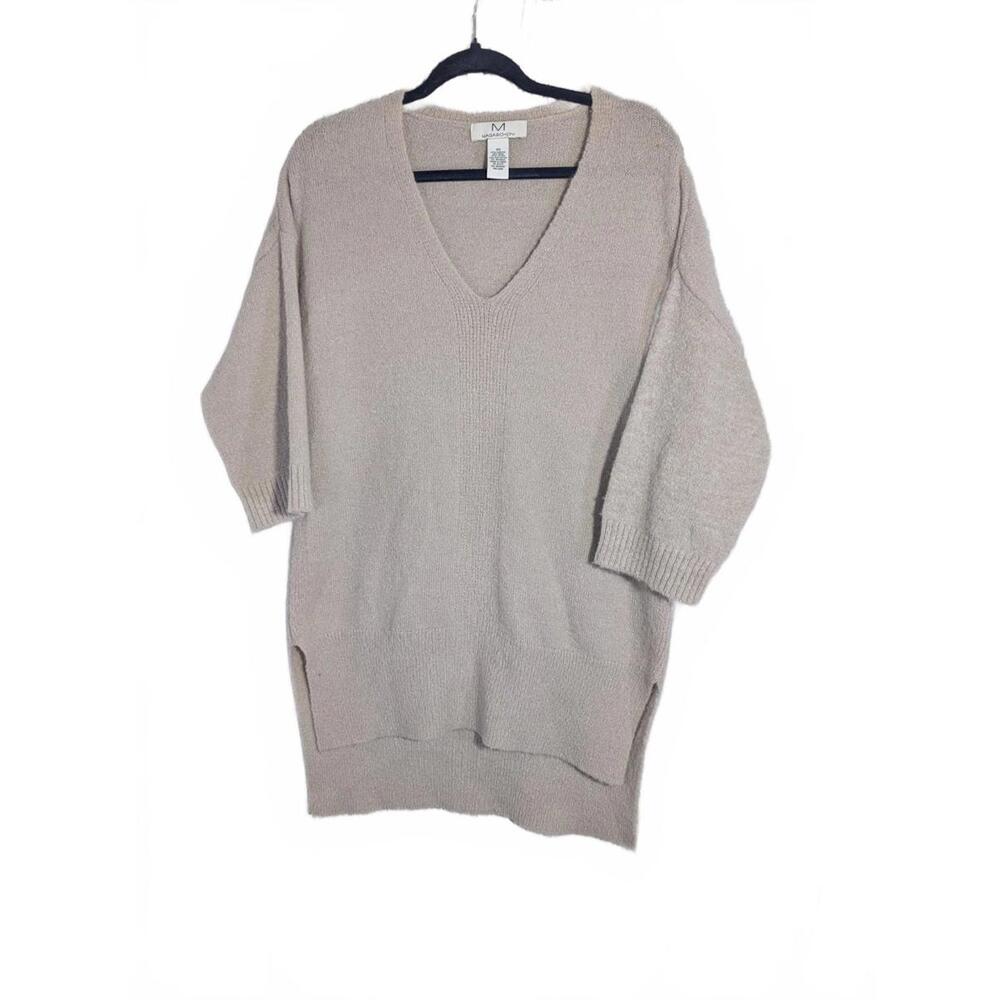 Magaschoni Beige Mohair‎ Wool Blend V Neck Cozy Sweater Size Xs